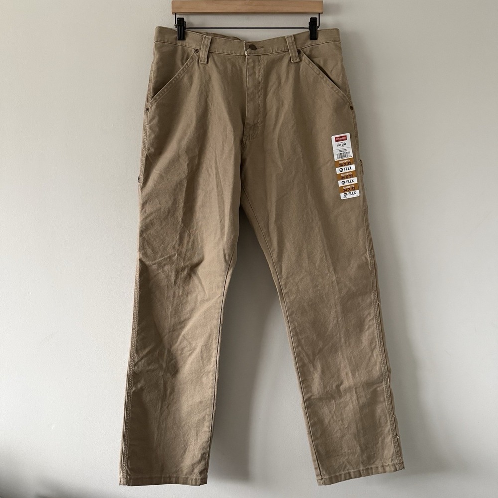 Wrangler Five Star Premium Carpenter Jeans Mens 34x32 Workwear Utility Flex